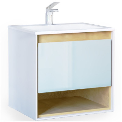 Тумба под раковину Jorno Glass 65 Gla.01.62/P/W подвесная Белый глянец