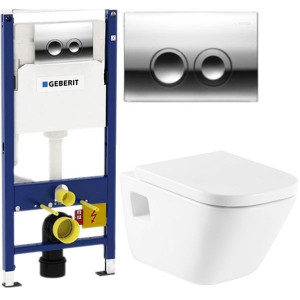 Комплект унитаза Roca The Gap 346477000+801472004 с инсталляцией Geberit Duofix Delta UP100 458.122.21.1 с сиденьем Микролифт и клавишей смыва Хром